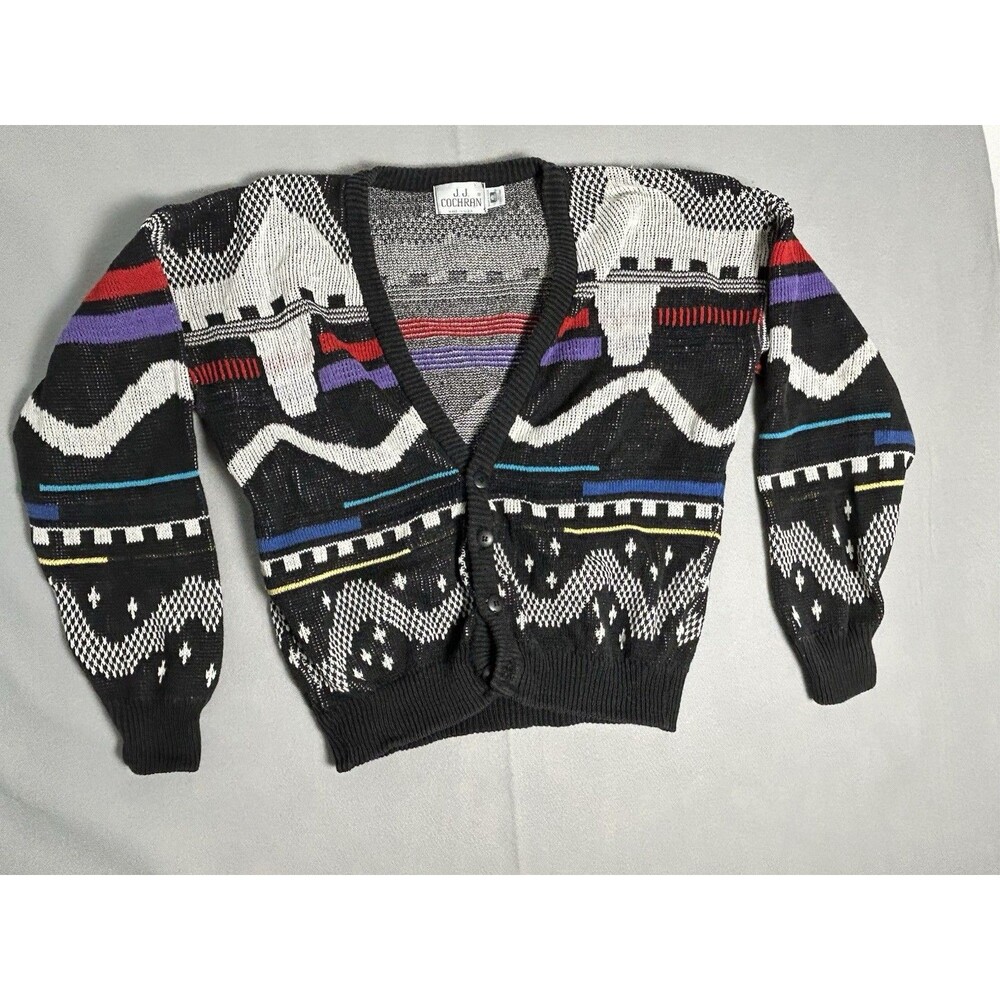 JJ. Cochran Vintage Sweater Cardigan 100 Percent Cotton Made In USA Size Large